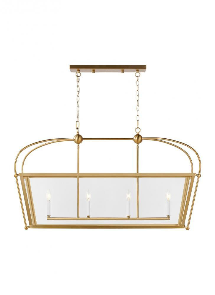 Visual Comfort & Co. Studio Collection Charleston Pendant, 4-Light, LED, Satin Brass, Clear Shade, 46"L (6691004EN-848 706X856)