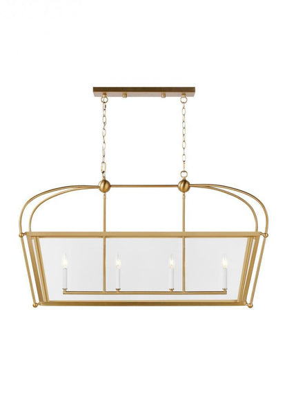 Visual Comfort & Co. Studio Collection Charleston Pendant, 4-Light, LED, Satin Brass, Clear Shade, 46"L (6691004EN-848 706X856)