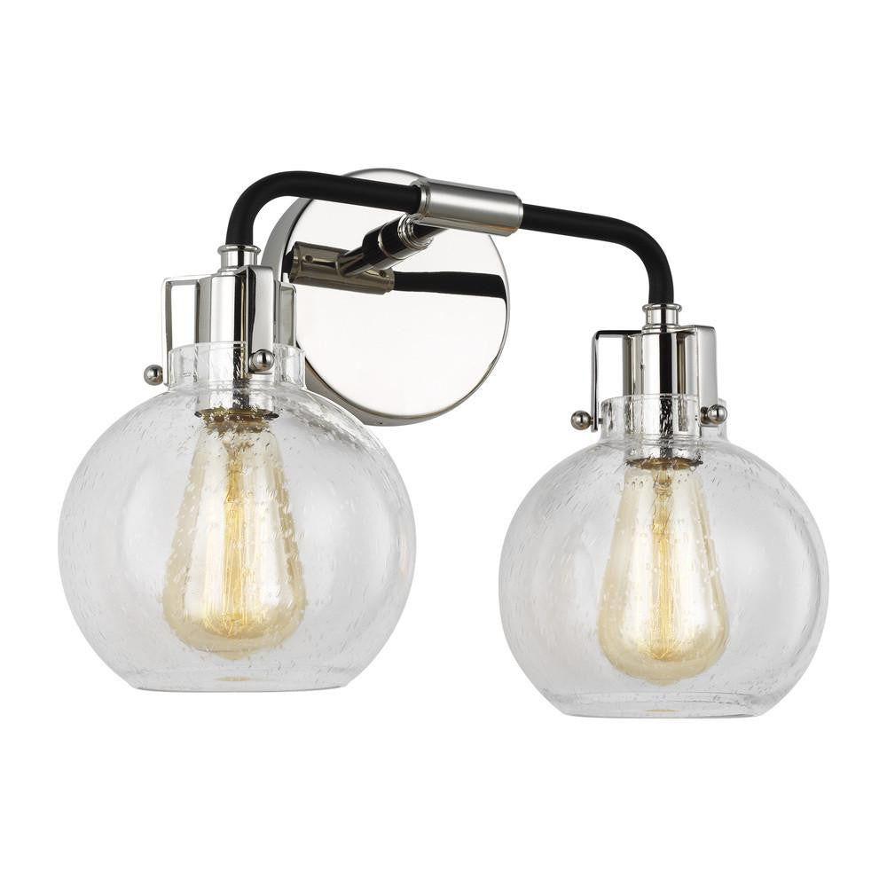 Visual Comfort Studio Clara 2 Light Wall Sconce Polished Nickel/Textured Black