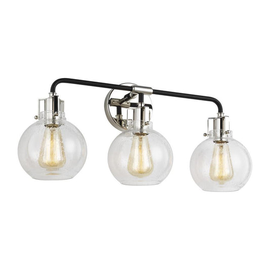 Visual Comfort Studio Clara 3 Light Wall Sconce Polished Nickel/Textured Black