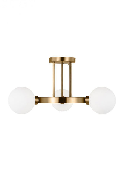 Visual Comfort Studio Clybourn 3 Light Semi-Flush Mount Satin Brass