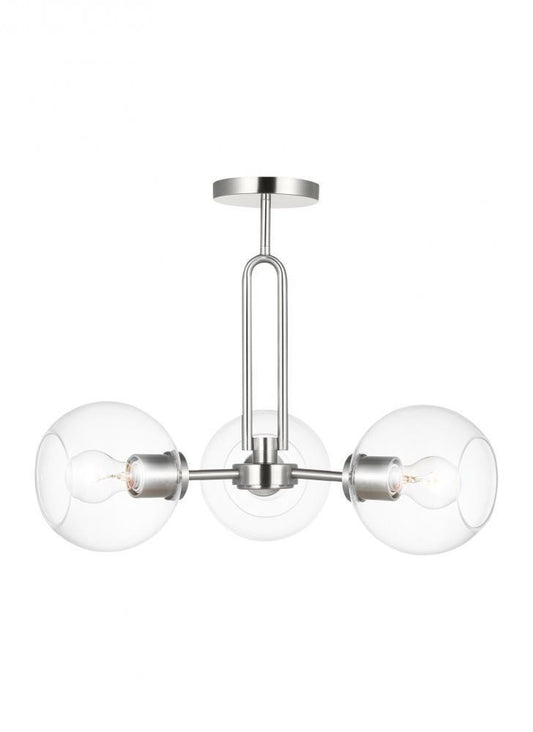 Visual Comfort Studio Codyn 3 Light Semi-Flush Convertible Pendant Brushed Nickel