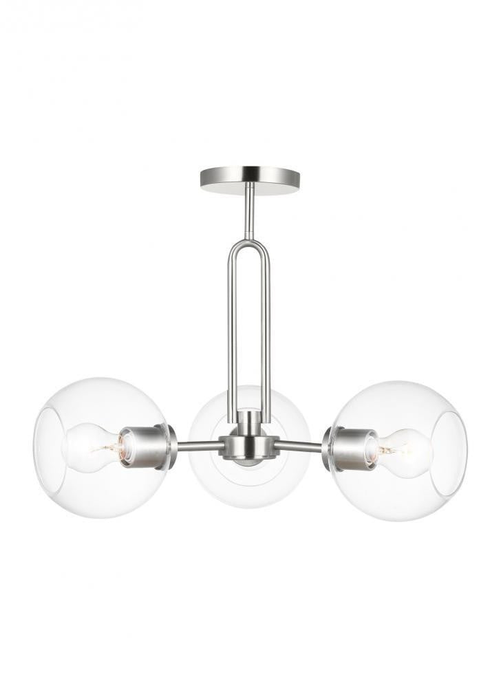 Visual Comfort Studio Codyn 3 Light LED Semi-Flush Convertible Pendant Brushed Nickel