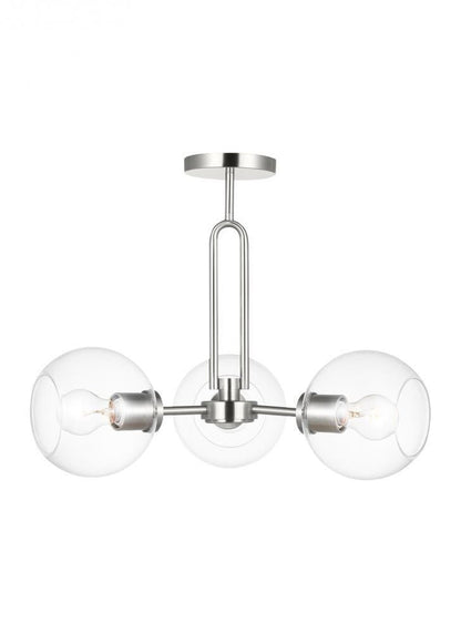 Visual Comfort Studio Codyn 3 Light LED Semi-Flush Convertible Pendant Brushed Nickel