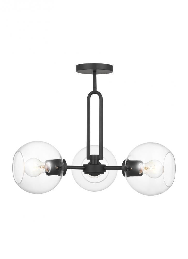 Visual Comfort Studio Codyn 3 Light LED Semi-Flush Convertible Pendant Midnight Black