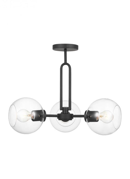 Visual Comfort Studio Codyn 3 Light LED Semi-Flush Convertible Pendant Midnight Black