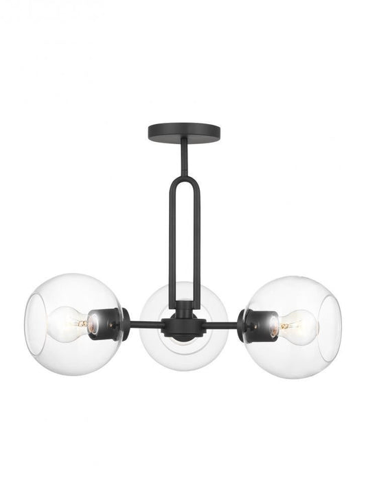 Visual Comfort Studio Codyn 3 Light Semi-Flush Convertible Pendant Midnight Black