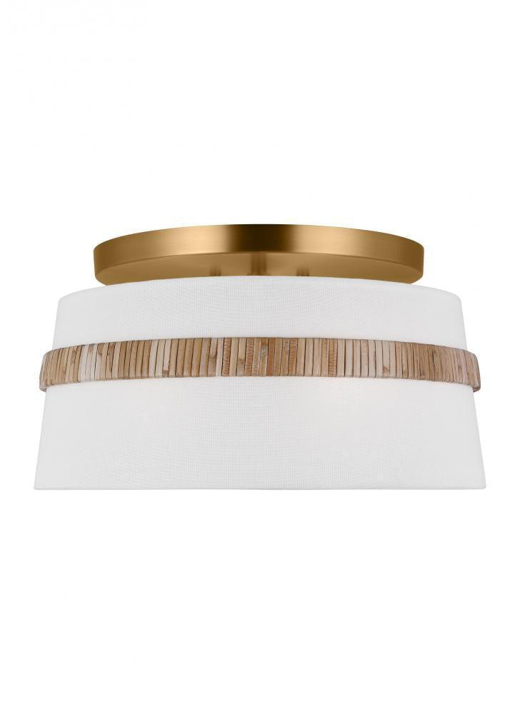 Visual Comfort Studio Cordtlandt 3 Light Small Semi Flush Mount Rattan