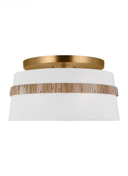 Visual Comfort Studio Cordtlandt 3 Light Small Semi Flush Mount Rattan