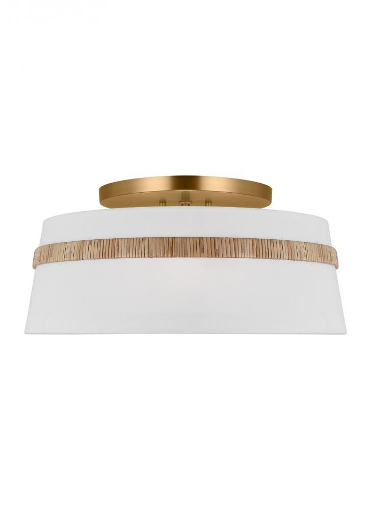 Visual Comfort Studio Cordtlandt 3 Light Large Semi Flush Mount Rattan