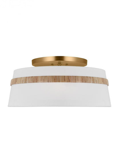 Visual Comfort Studio Cordtlandt 3 Light Large Semi Flush Mount Rattan