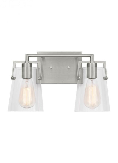 Visual Comfort Studio Crofton 2 Light Vanity Light Brushed Steel