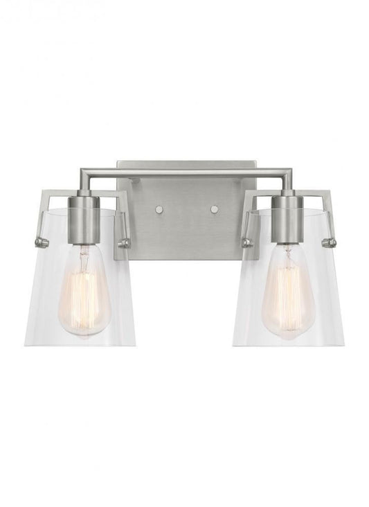 Visual Comfort Studio Crofton 2 Light Vanity Light Brushed Steel