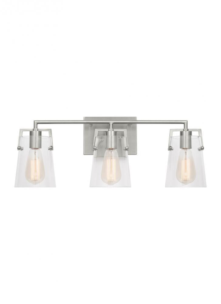 Visual Comfort Studio Crofton 3 Light Vanity Light Brushed Steel