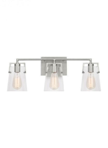 Visual Comfort Studio Crofton 3 Light Vanity Light Brushed Steel