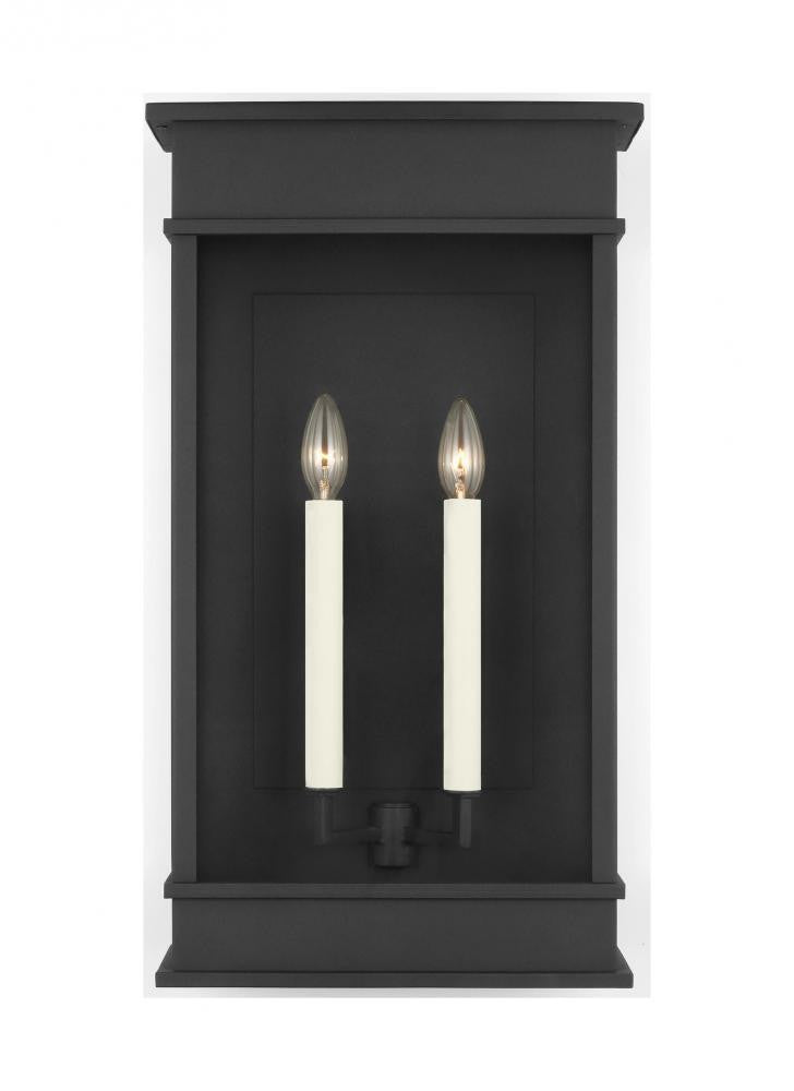 Visual Comfort Studio Cupertino 2 Light Large Wall Lantern Textured Black