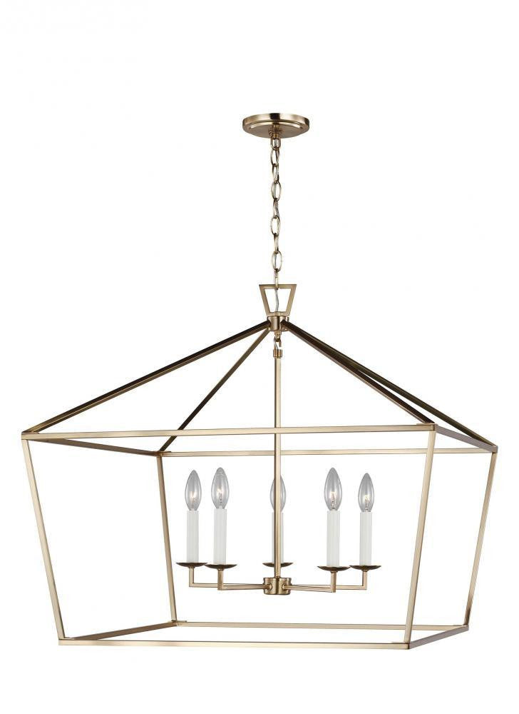 Visual Comfort Studio Dianna 5 Light Wide Lantern Satin Brass