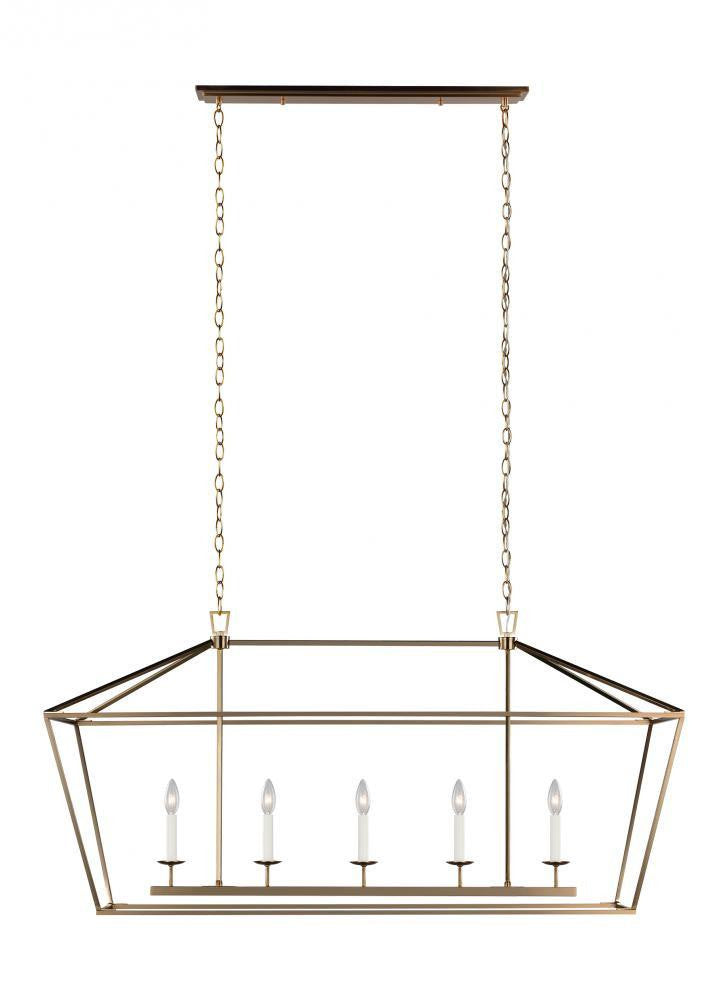 Visual Comfort Studio Dianna 5 Light Medium LED Linear Chandelier Satin Brass