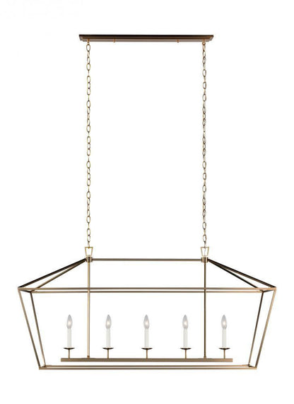 Visual Comfort Studio Dianna 5 Light Medium LED Linear Chandelier Satin Brass
