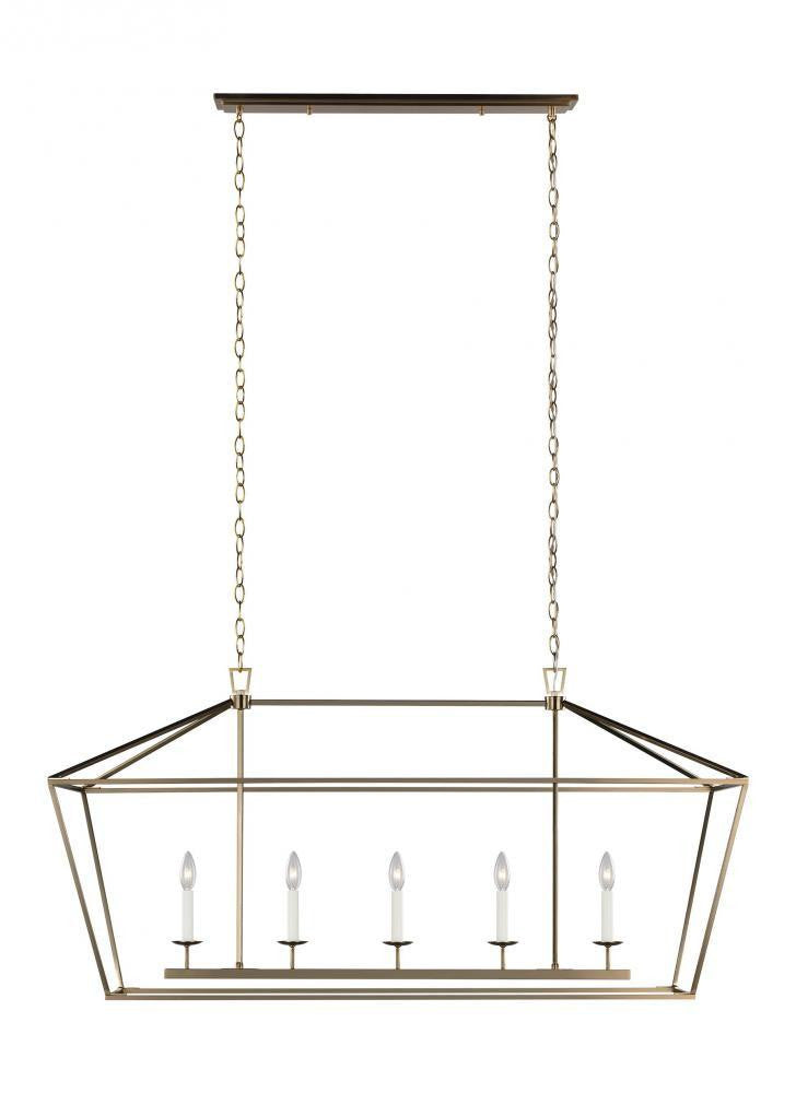Visual Comfort Studio Dianna 5 Light Medium Linear Chandelier Satin Brass