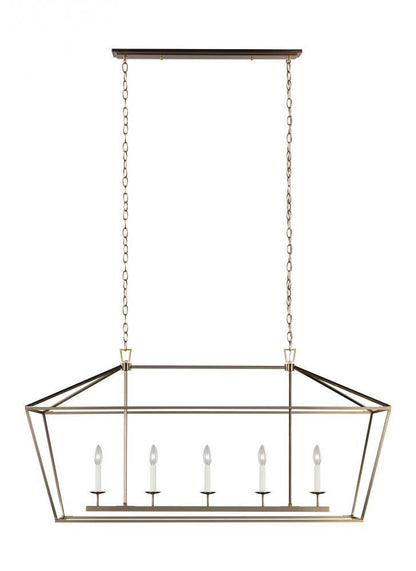 Visual Comfort Studio Dianna 5 Light Medium Linear Chandelier Satin Brass