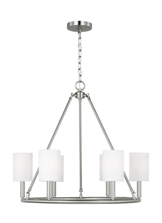 Visual Comfort Studio Egmont 6 Light Large Chandelier Brushed Steel