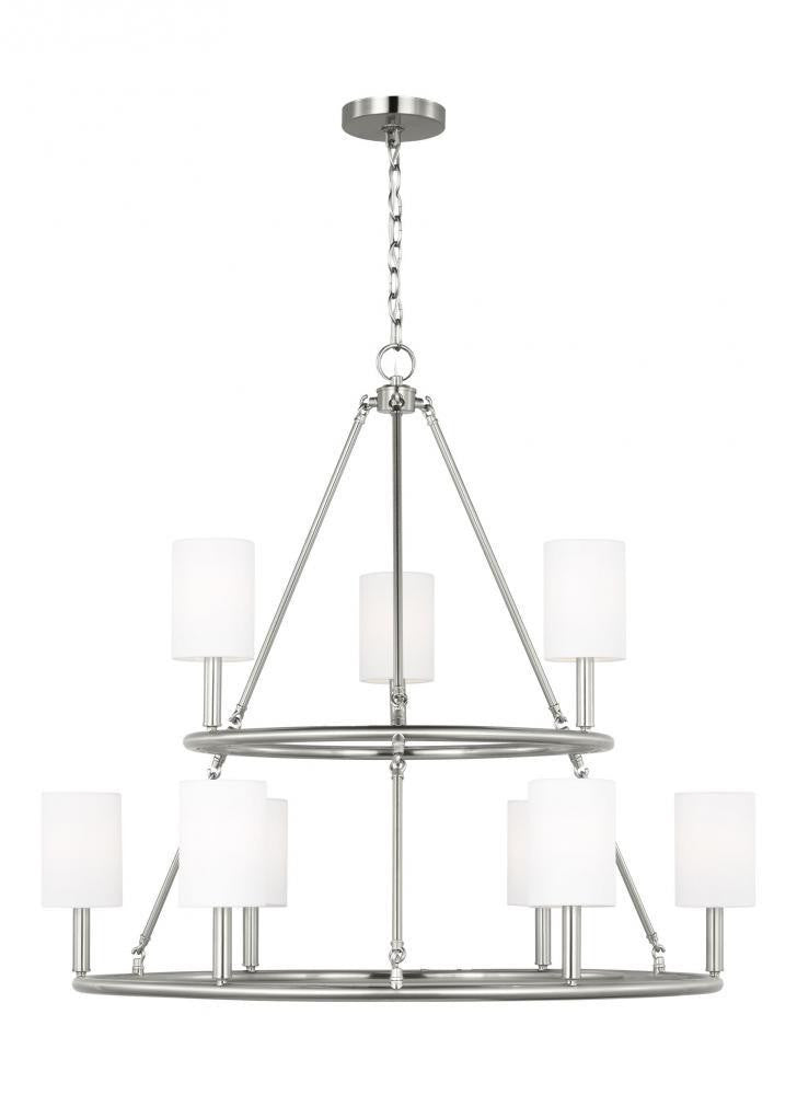 Visual Comfort Studio Egmont 9 Light Extra Large Chandelier Brushed Steel