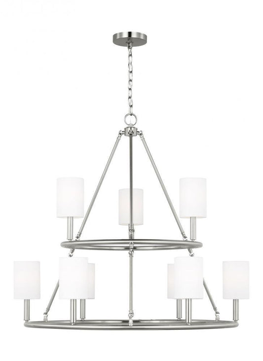 Visual Comfort Studio Egmont 9 Light Extra Large Chandelier Brushed Steel