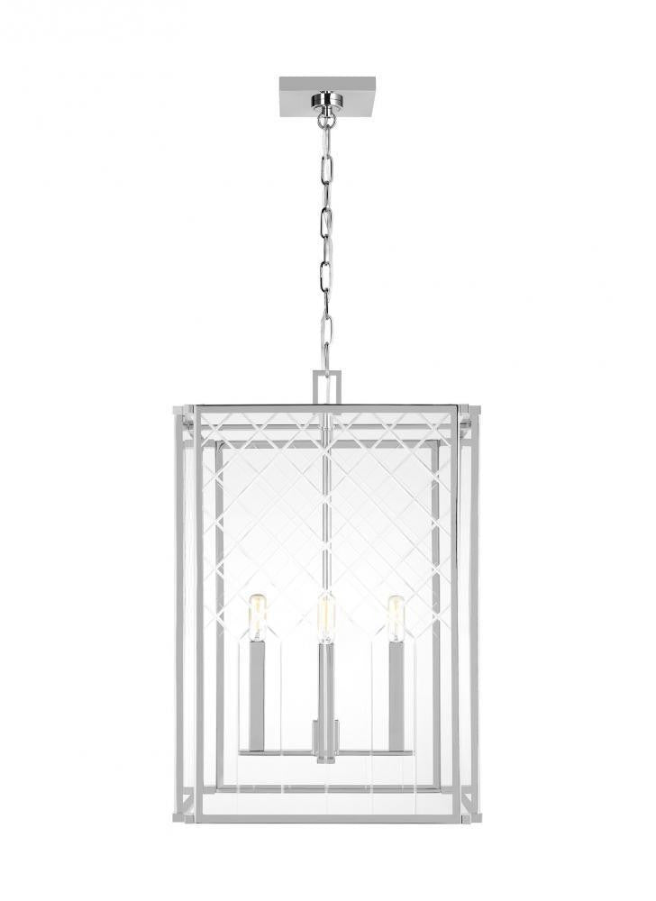 Visual Comfort & Co. Studio Collection Erro Chandelier, 4-Light, Polished Nickel, Clear Shade, 24.25"H (AC1144PN 706X47D)