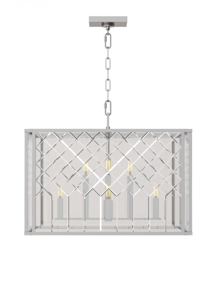 Visual Comfort & Co. Studio Collection Erro Chandelier, 8-Light, Polished Nickel, Clear Shade, 18.13"H (AC1158PN 706X47F)