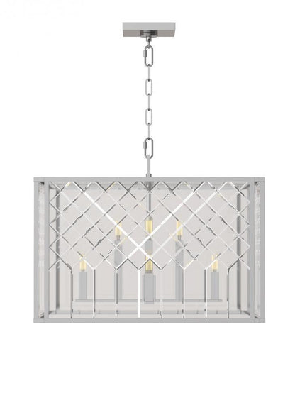 Visual Comfort & Co. Studio Collection Erro Chandelier, 8-Light, Polished Nickel, Clear Shade, 18.13"H (AC1158PN 706X47F)