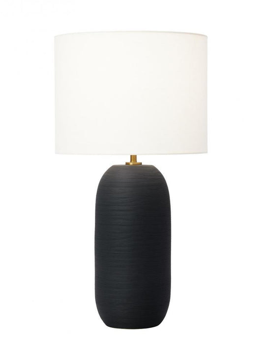 Visual Comfort Studio Fanny Slim LED Table Lamp Rough Black Ceramic