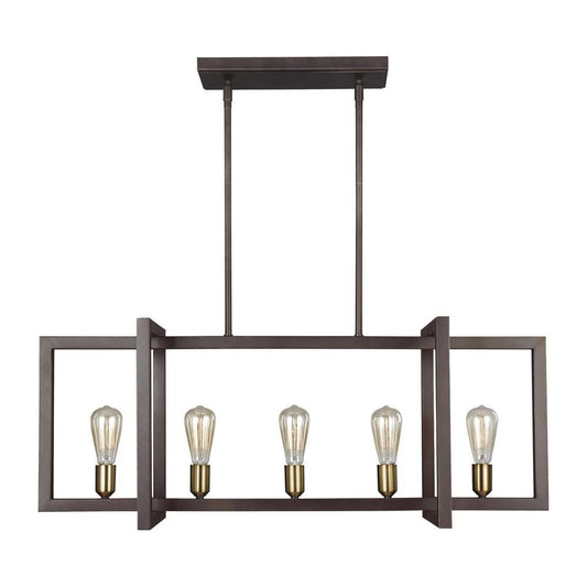 Visual Comfort Studio Finnegan 5 Light Medium Linear Chandelier New World Bronze