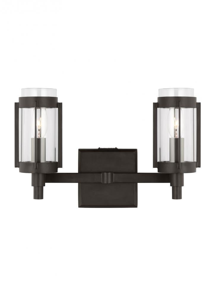 Visual Comfort Studio Flynn 2 Light Vanity Light Aged Iron