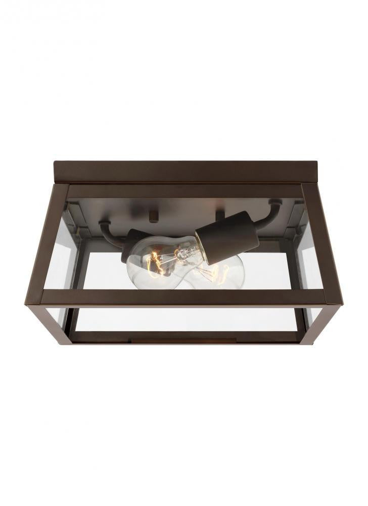 Visual Comfort Studio Founders 2 Light LED Outdoor Flush Mount Antique Bronze