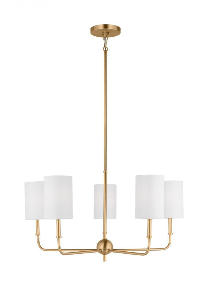 Visual Comfort Studio Foxdale 5 Light Chandelier Satin Brass