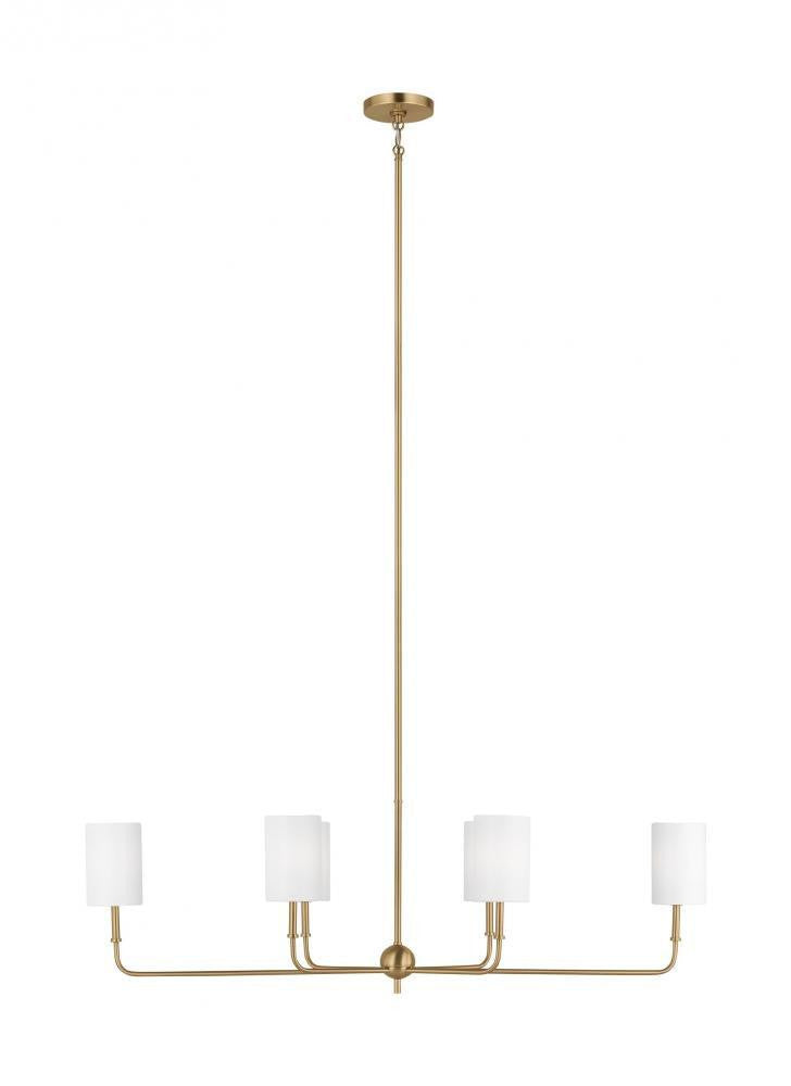Visual Comfort Studio Foxdale 6 Light LED Linear Chandelier Satin Brass
