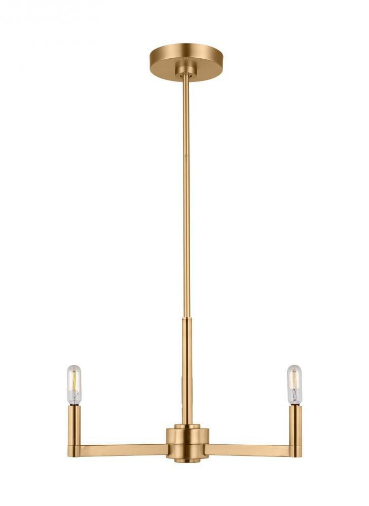 Visual Comfort Studio Fullton 3 Light LED Chandelier Satin Brass