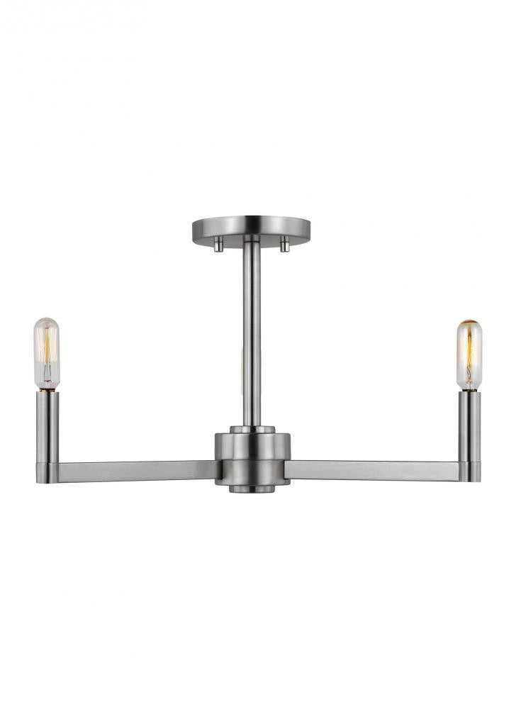 Visual Comfort Studio Fullton 3 Light LED Semi-Flush Mount Brushed Nickel