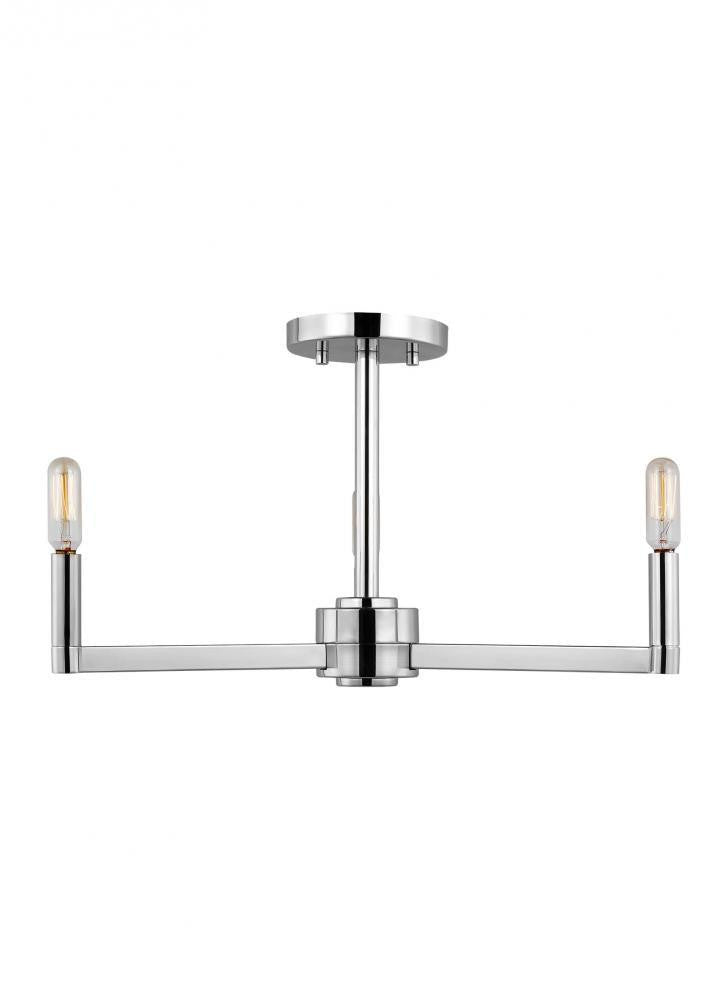 Visual Comfort Studio Fullton 3 Light LED Semi-Flush Mount Chrome