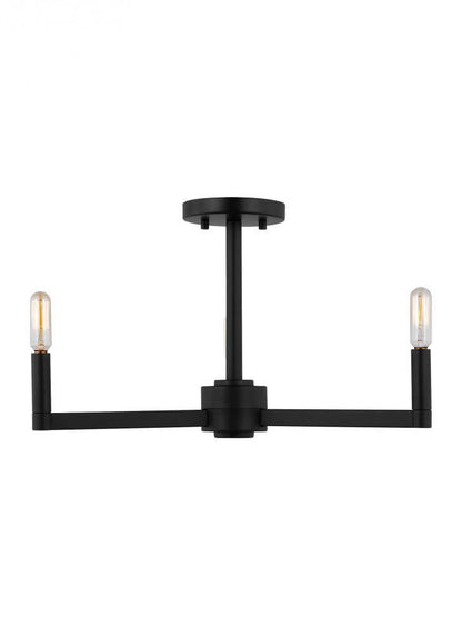 Visual Comfort Studio Fullton 3 Light Semi-Flush Mount Midnight Black