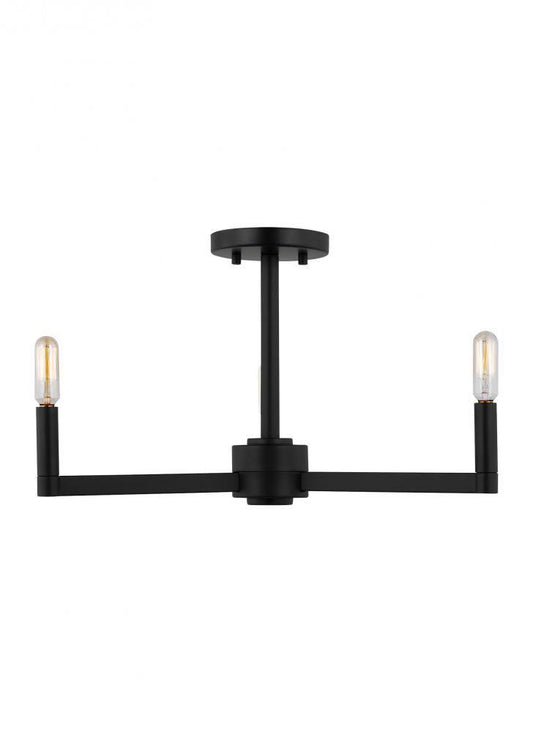 Visual Comfort Studio Fullton 3 Light Semi-Flush Mount Midnight Black