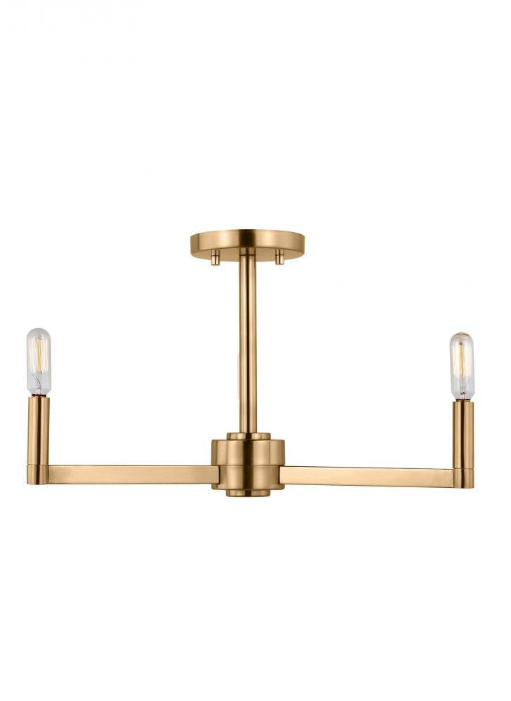 Visual Comfort Studio Fullton 3 Light Semi-Flush Mount Satin Brass