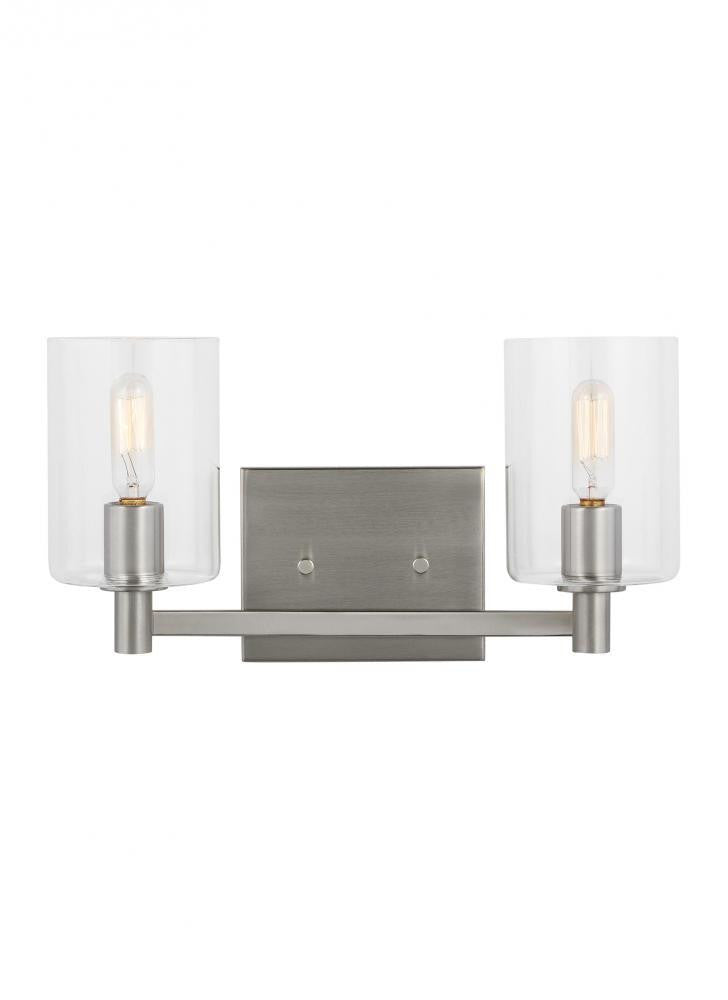 Visual Comfort Studio Fullton 2 Light LED Bath Wall Sconce Brushed Nickel