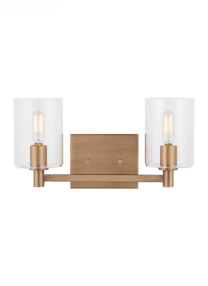 Visual Comfort Studio Fullton 2 Light LED Bath Wall Sconce Satin Brass