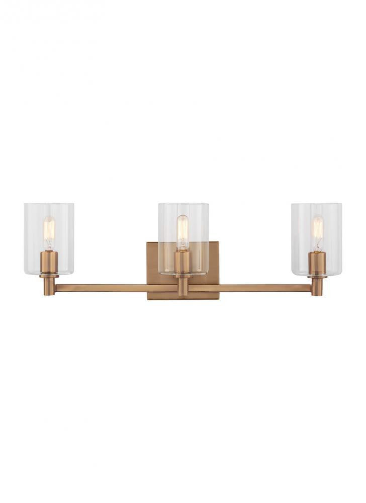 Visual Comfort Studio Fullton 3 Light LED Bath Wall Sconce Satin Brass