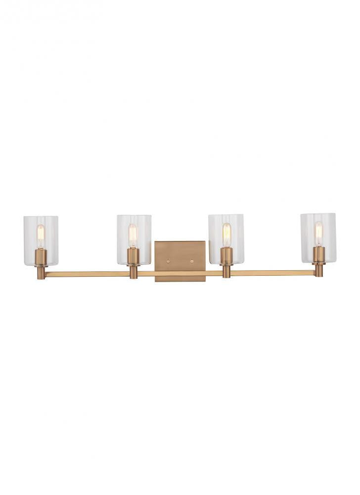 Visual Comfort Studio Fullton 4 Light LED Bath Wall Sconce Satin Brass