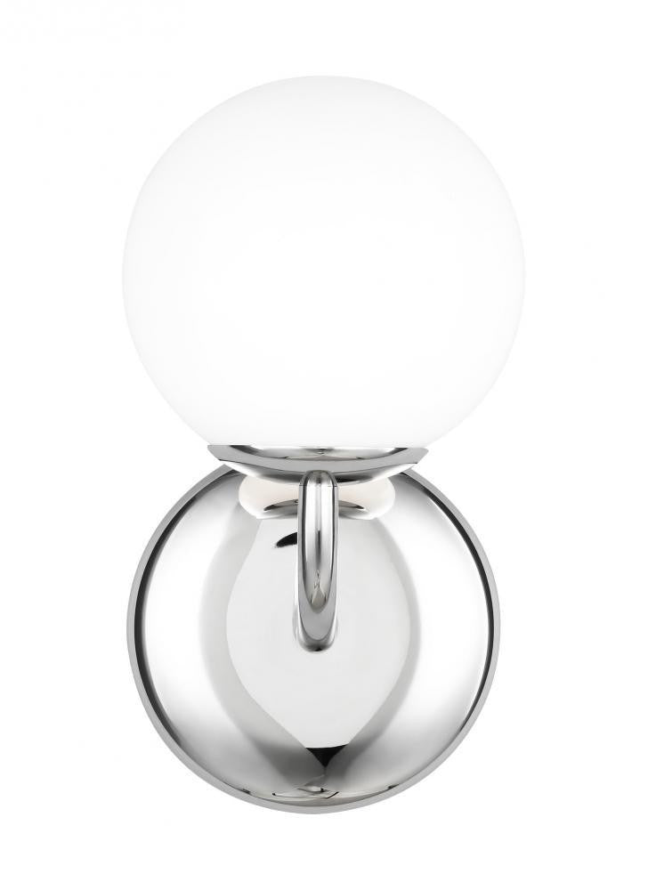 Visual Comfort & Co. Studio Collection Galassia Bathroom Vanity Light, 1-Light, Polished Nickel, Milk White Shade, 5"W (AEV1011PN 706WZD5)