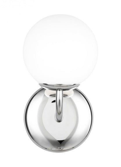 Visual Comfort & Co. Studio Collection Galassia Bathroom Vanity Light, 1-Light, Polished Nickel, Milk White Shade, 5"W (AEV1011PN 706WZD5)