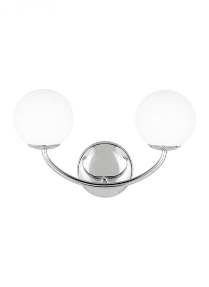 Visual Comfort & Co. Studio Collection Galassia Bathroom Vanity Light, 2-Light, Polished Nickel, Milk White Shade, 15"W (AEV1012PN 706WZD7)